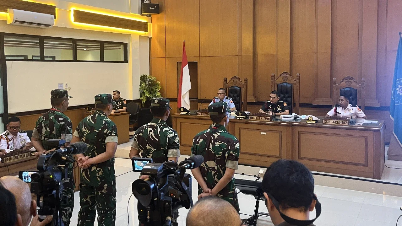 Pengadilan Militer II-08 Jakarta menyidangkan kasus penyerangan air keras terhadap Aktivis Kontras, Andrie Yunus. (Liputan6.com/ Ditto)