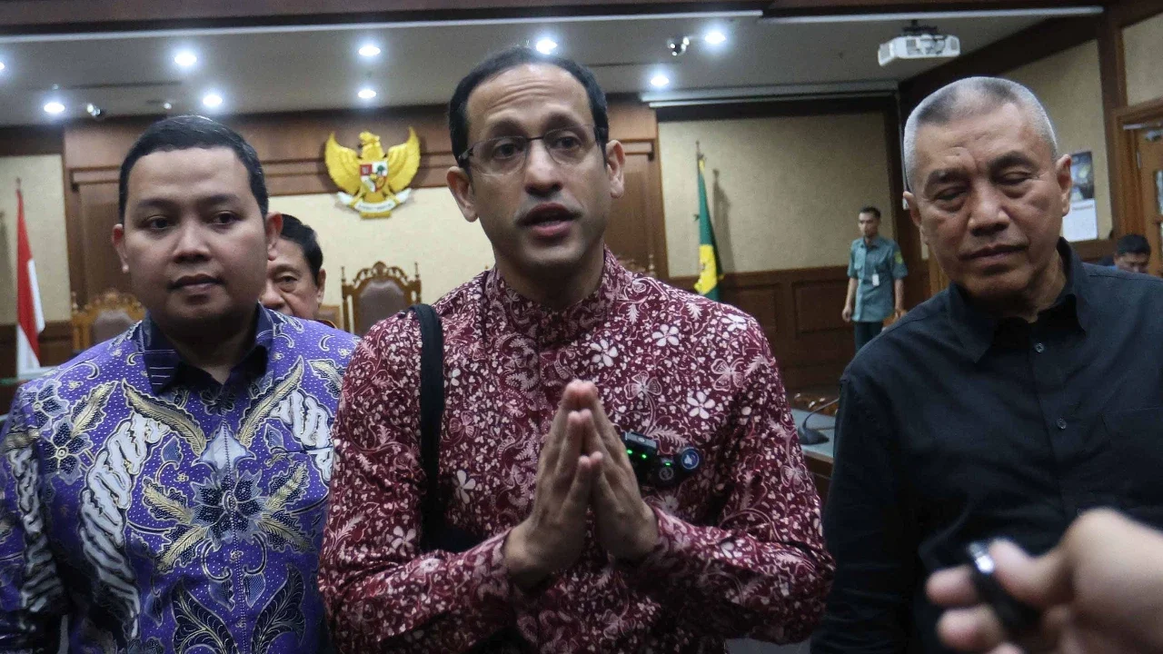 Mantan Menteri Pendidikan dan Kebudayaan era Presiden ke-7 RI Nadiem Anwar Makarimusai mengikuti sidang tuntutan di Pengadilan Tipikor, Jakarta, Rabu (13/05/2026).