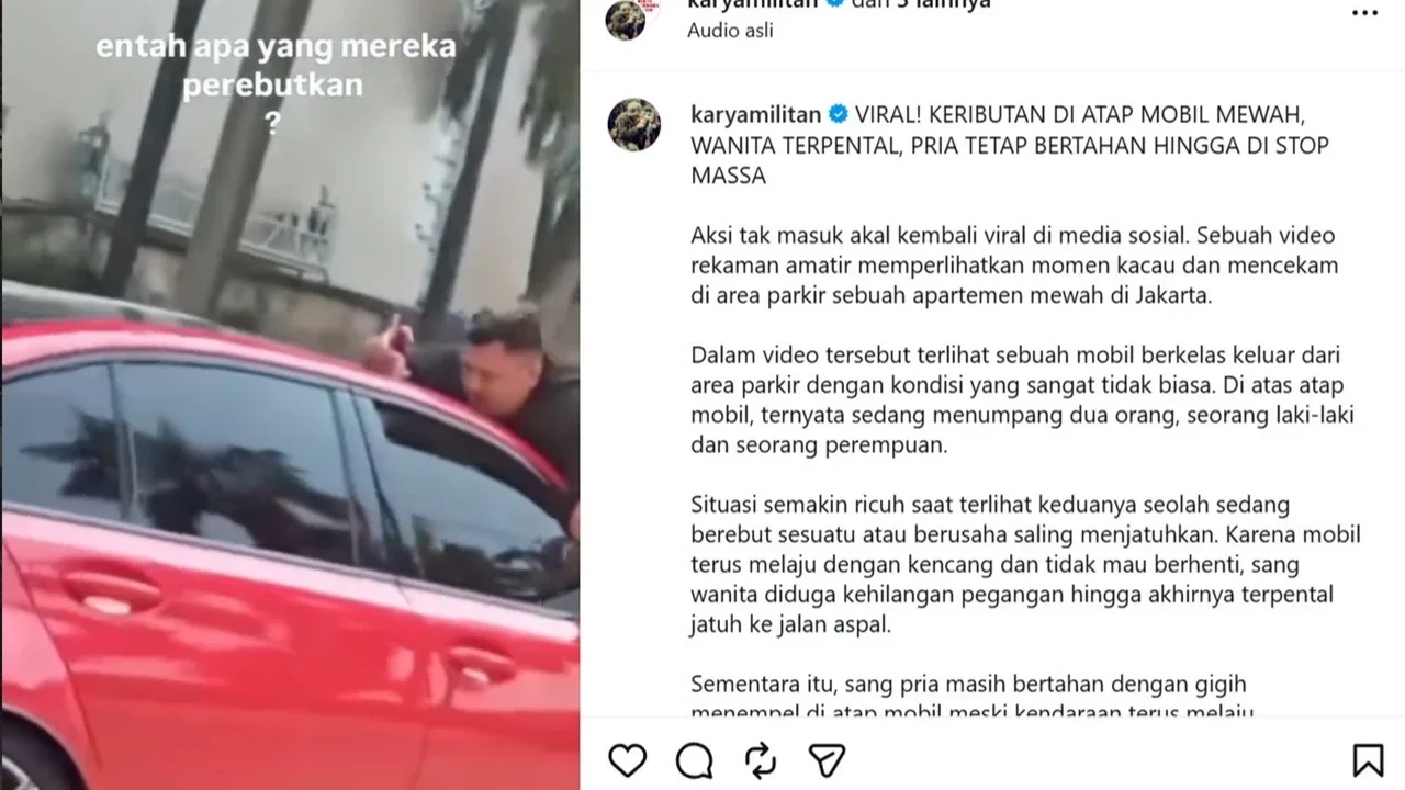 Viral Pria Nyangkut di Kap Mobil Merah, Sempat Dilerai di Lobby Mal Tapi Sopir Langsung Tancap Gas