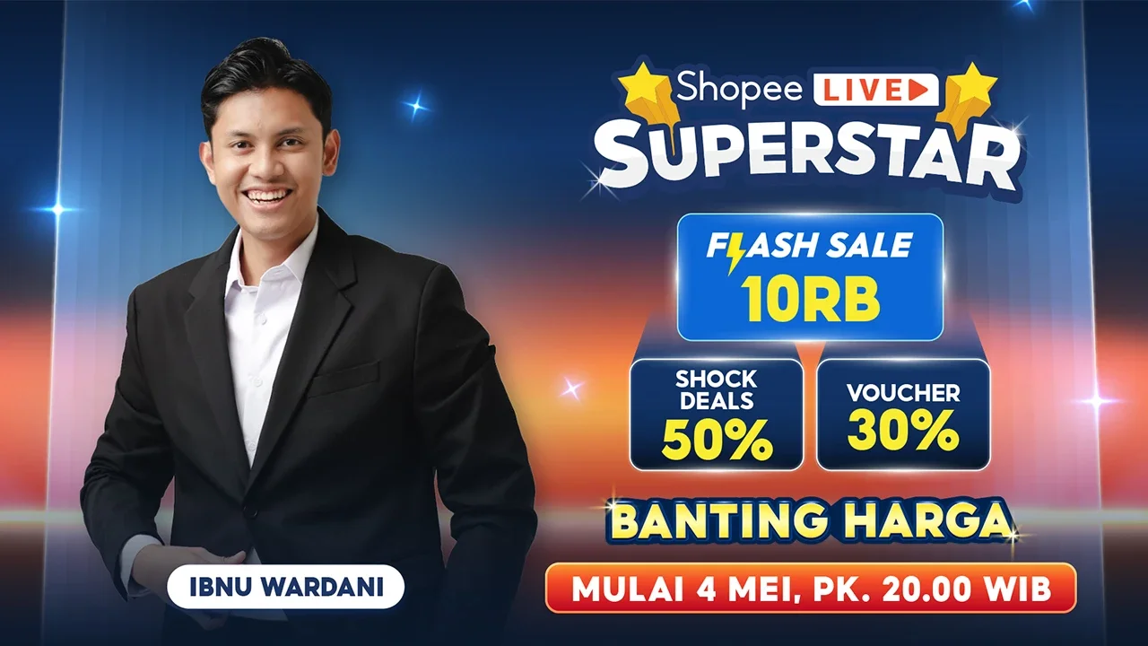 Ibnu Wardani siap menemani pengguna mendapatkan produk elektronik favorit dan terbaik melalui sesi Shopee Live Superstar