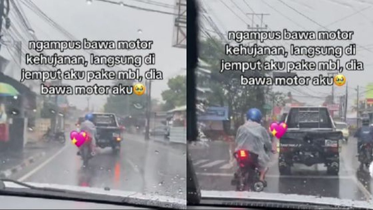 Agar Sang Kekasih Tidak Kehujanan, Lelaki Ini Bersedia Menukar Kendaraannya.