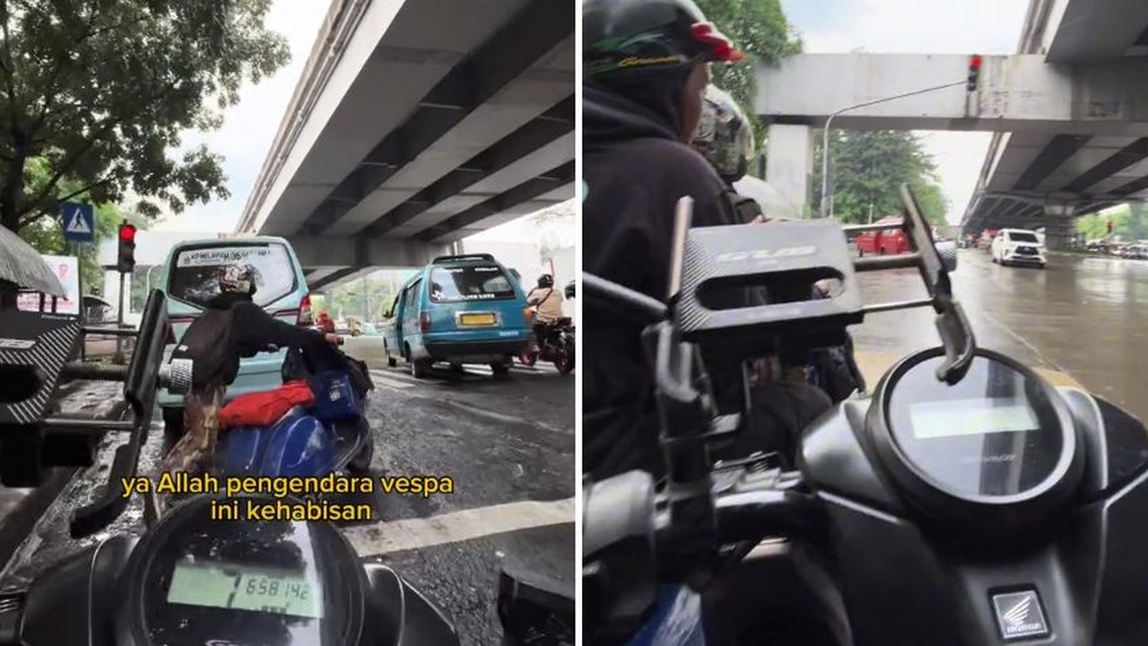 Driver Ojol Ini Bantu Pengendara Vespa yang Kehabisan Bensin di Jalanan, Aksinya Banjir Pujian