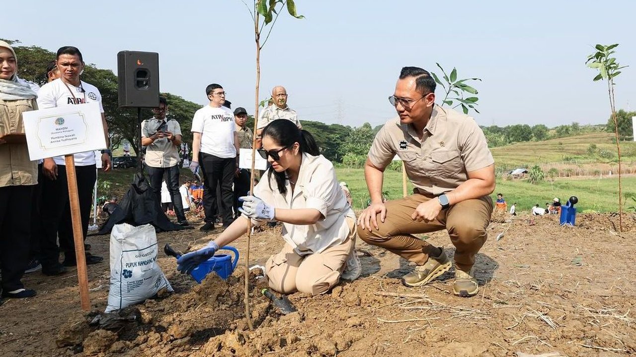 Menteri AHY dan Istri Kece Badai saat Tanam Pohon, Penampilan Keren Ramai Jadi 'Omon-Omon'