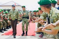 Menteri Pertahanan Sjafrie Sjamsoeddin Tinjau Kesiapan Prajurit Yonif TP 845 di Babel