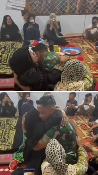 Viral Momen Haru Anggota TNI Berusaha Tegar saat Ayahnya Meninggal, Tahan Tangis di Depan Ibu