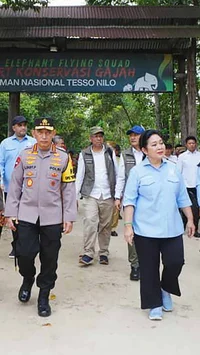 FOTO: Kapolri dan Ketua Komisi IV DPR Tinjau Pemulihan Tesso Nilo untuk Konservasi Gajah