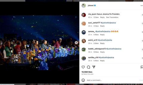 Instagram Jokowi Dibanjiri Komentar Tagar Justice For Jessica