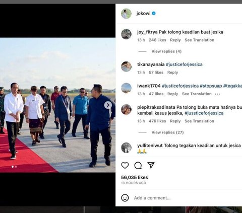 Instagram Jokowi Dibanjiri Komentar Tagar Justice For Jessica