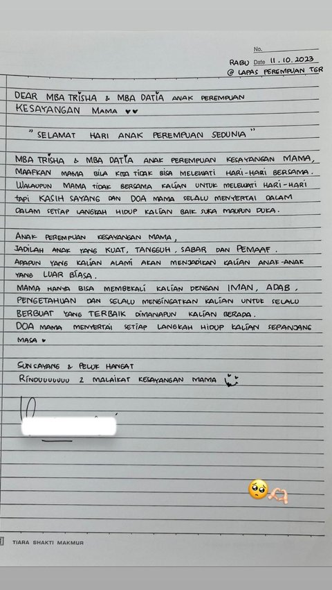 Putri Sulung Ferdy Sambo Dapat Kiriman Surat dari Ibunda, Isinya Bikin Haru