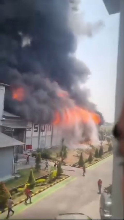 Pabrik Tisu di Mojokerto Terbakar Hebat, 5 Unit Mobil Pemadan Diterjunkan<br>