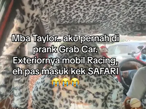 Female Passenger Feels Pranked Riding Online Taxi, Outside the Racing Carriage in Taman Safari