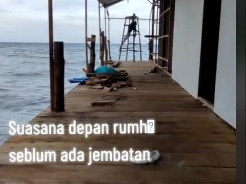 Viral Rumah di Tengah Laut Berombak Besar dan Tak Ada Jembatan, Netizen 'Namanya Hidup Uji Nyali'