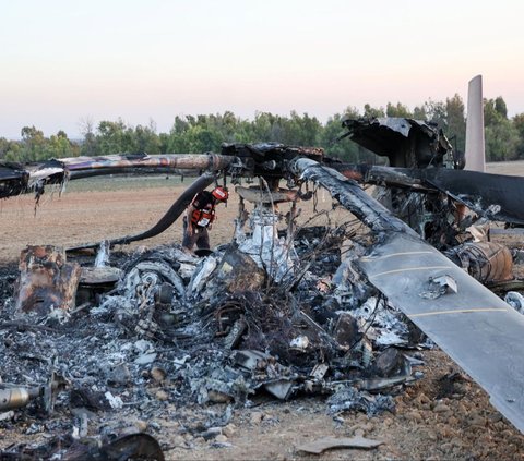 FOTO: Penampakan Hancur Helikopter CH-53 Yasur Israel yang Ditembak Hamas dengan Rudal Anti-Tank