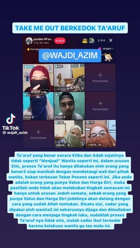 Viral Take Me Out Berkedok Ta'aruf di TikTok Pesertanya Wanita Bercadar Semua, Banjir Kritik Warganet