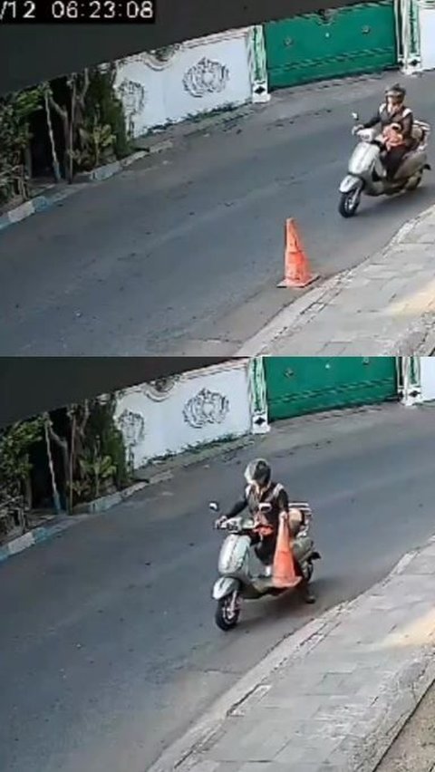 Viral Aksi Pemotor di Pasuruan Curi Cone di Jalanan, Aksinya Terekam CCTV