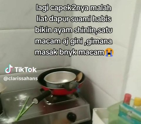 Viral Istri Curhat Dapur Berantakan usai Suami Masak Satu Jenis Masakan, Cerita Ibu-Ibu Lainnya Bikin Ngakak