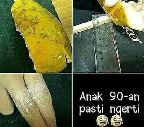 Dari sebuah kulit jeruk siapa sangka bisa jadi mainan iseng yang seru! Kulit jeruk digosok-gosong kemudian dilingkarkan ke jari tangan hingga menyerupai sarang laba-laba.