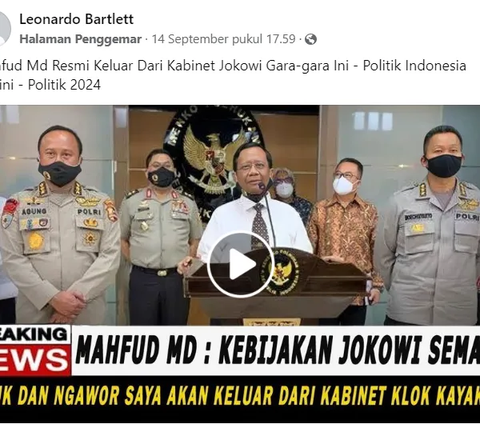 Benarkah Mahfud MD Mundur dari Kabinet Indonesia Maju? Cek Faktanya