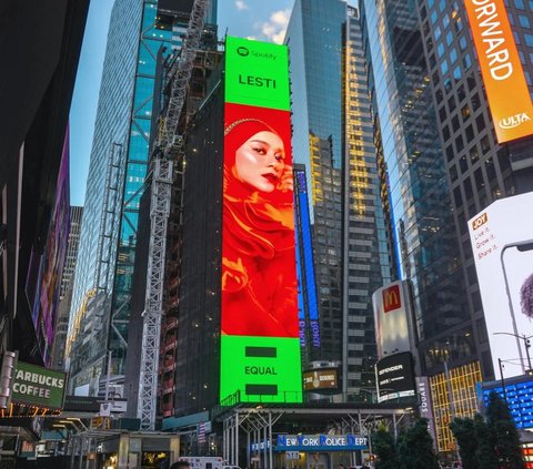Lesti Kejora's Face Appears in Times Square New York, See Rizky Billar's Reaction