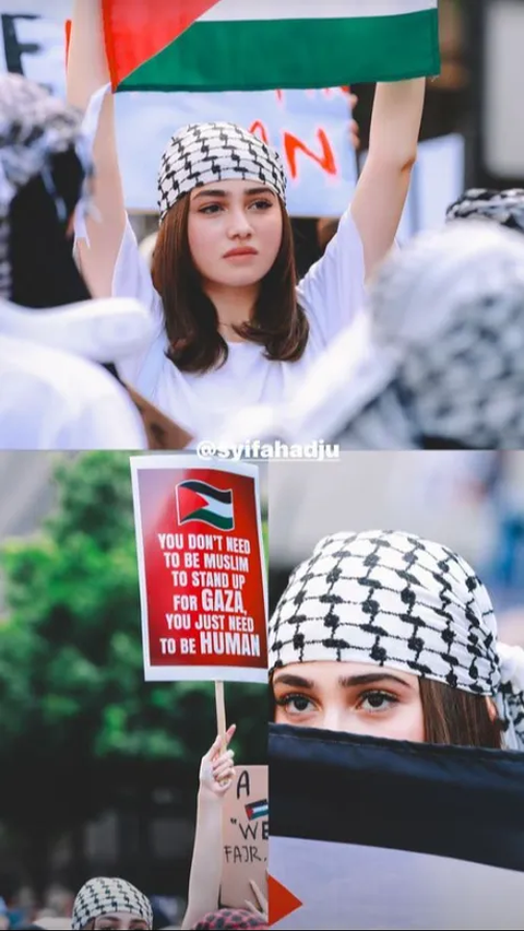 Ikut Demo Bela Palestina, Penampilan Syifa Hadju Bikin Melongo, Disebut Mirip Bella Hadid