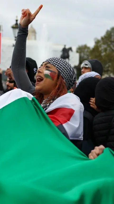 100.000 Orang Demo Dukung Palestina di London, Serukan Hentikan Bombardir Gaza