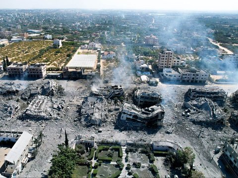 FOTO: Penampakan Sederet Bangunan di Jalur Gaza Hancur Lebur Akibat Serangan Israel