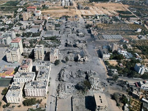 FOTO: Penampakan Sederet Bangunan di Jalur Gaza Hancur Lebur Akibat Serangan Israel