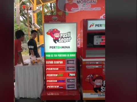 Viral Jualan Es Teh Mirip Pom Bensin Mini, Begini Potret Uniknya yang Curi Perhatian Pembeli