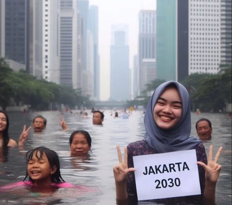 Viral Potret Jakarta di Tahun 2030 dengan Ilustrasi AI, Ibu Kota Digambarkan Tenggelam