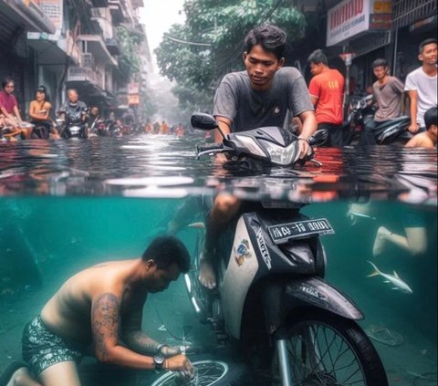 Viral Potret Jakarta di Tahun 2030 dengan Ilustrasi AI, Ibu Kota Digambarkan Tenggelam