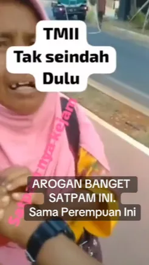 Dalam video terlihat, satpam ini bertindak kasar terhadap pedagang tersebut. Ia tampak menarik tas yang dikenakan oleh pedagang ini.