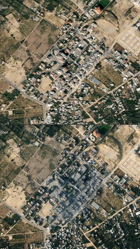 FOTO: Citra Satelit Luar Angkasa Ini Perlihatkan Kondisi Jalur Gaza Sebelum dan Sesudah Dibombardir Israel