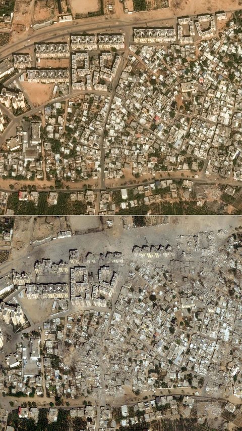 FOTO: Citra Satelit Luar Angkasa Ini Perlihatkan Kondisi Jalur Gaza Sebelum dan Sesudah Dibombardir Israel