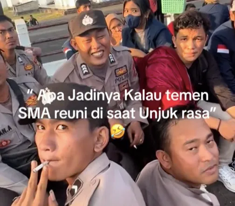 Momen Unik Polisi & Mahasiswa Reuni di Lokasi Unjuk Rasa, Ternyata Teman Satu SMA