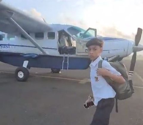 Viral Momen Anak SMP Berangkat Sekolah Naik Pesawat Susi Air, Aksinya Curi Perhatian