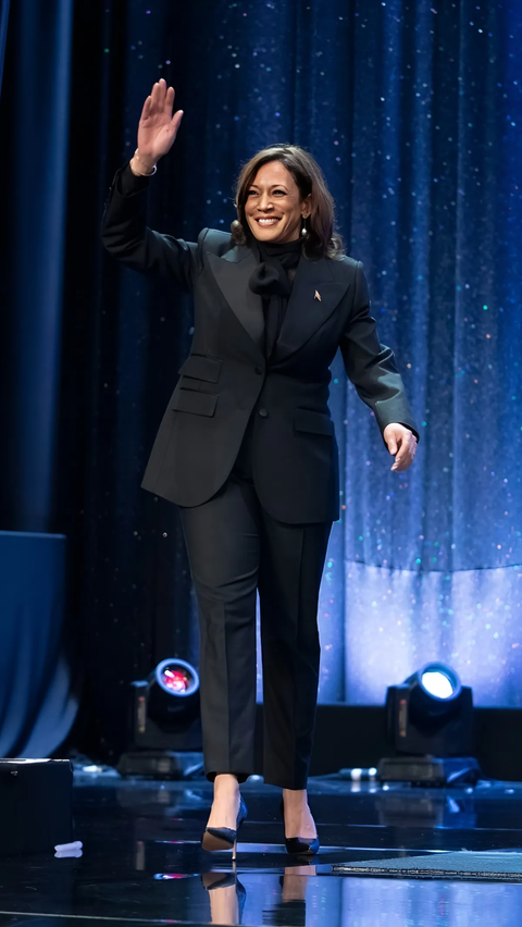 Portrait of US Vice President Kamala Harris with Black High Heels