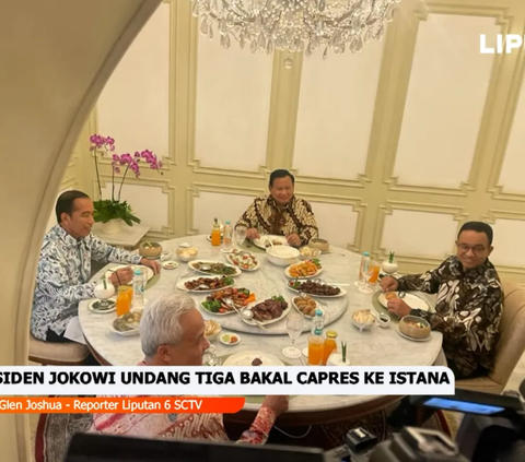 Potret Jokowi dan 3 Capres Makan Siang Bareng di Istana, Kompak Pakai Batik