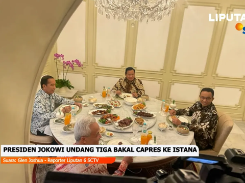 Potret Jokowi dan 3 Capres Makan Siang Bareng di Istana, Kompak Pakai Batik
