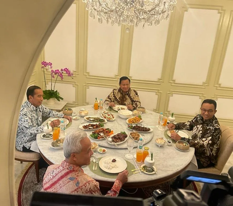 Posisi Duduk Makan Siang, Anies Berhadapan dengan Jokowi, Prabowo dan Ganjar Samping Kanan Kiri