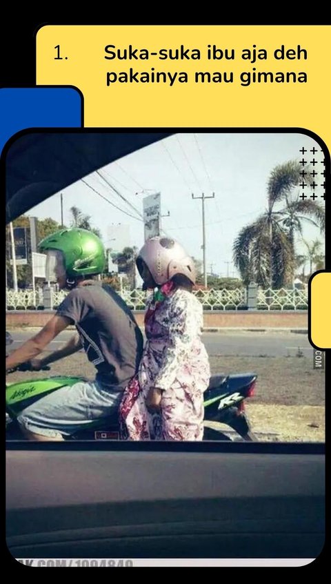 10 Potret Emak-emak Pakai Helm Diluar Nurul, Bikin Enggak Habis Fikri