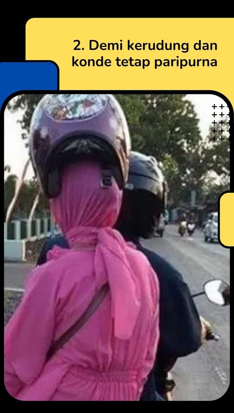 10 Potret Emak-emak Pakai Helm Diluar Nurul, Bikin Enggak Habis Fikri