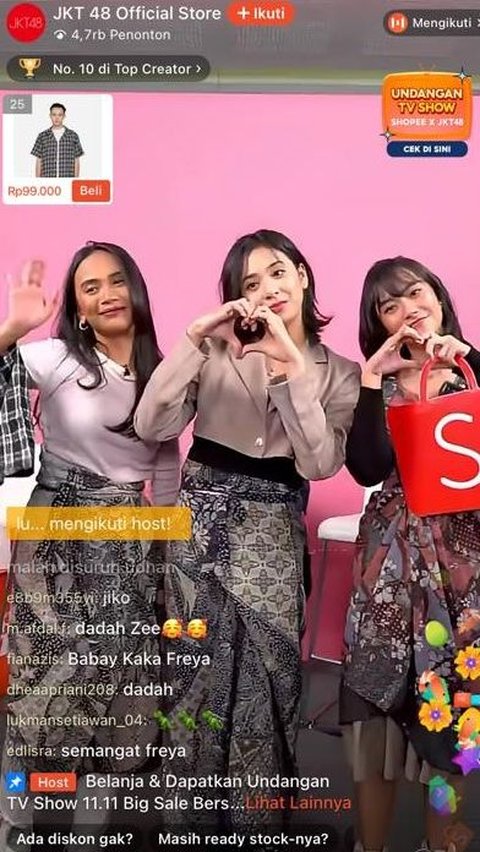 Buy on Shopee Live and Get an Invitation to Watch JKT48, Zee and Freya's Live Session is Immediately Bombarded by Fans!