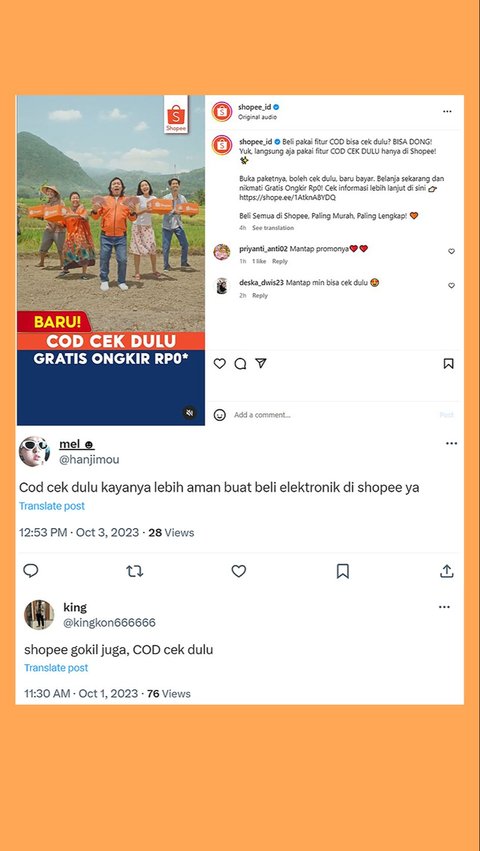 Teranyar dari Shopee! Metode COD Bisa Cek Dulu Baru Bayar