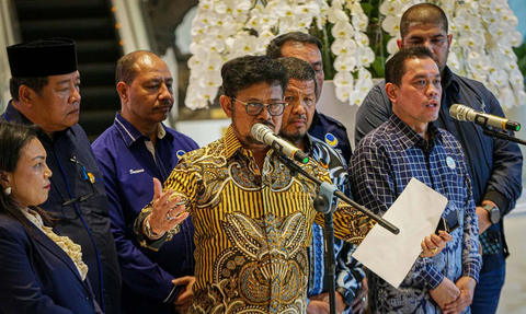 FOTO: Momen Mentan Syahrul Yasin Limpo Buka Suara di Markas NasDem, Blak-blakan Soal Kasus Pemerasan