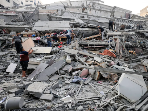 FOTO: Mencekam, Inilah Potret Gaza Setelah Serangan Israel, Apartemen hingga Masjid Rata dengan Tanah