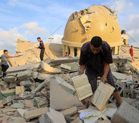 FOTO: Mencekam, Inilah Potret Gaza Setelah Serangan Israel, Apartemen hingga Masjid Rata dengan Tanah