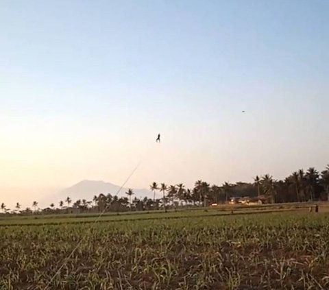 Viral Video Moment Child Soars Carried by Kite in Blitar, Residents Panic Running to Pull the String