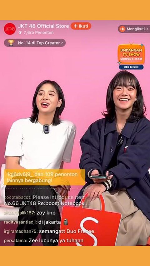 Geger! Performa Zee dan Freya JKT48 di Shopee Live Sukses Bikin Heboh Wota dan Netizen Tanah Air