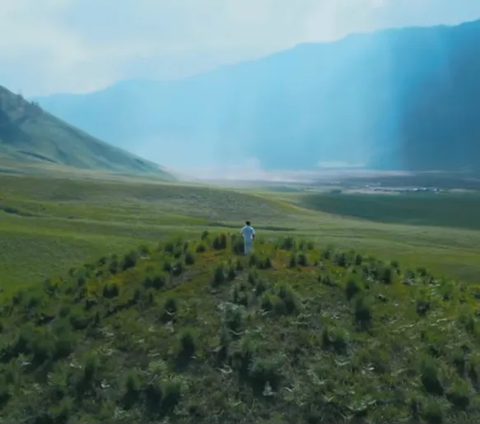 Portrait of Bromo's New Green Face After the Fire Due to Prewedding Flare