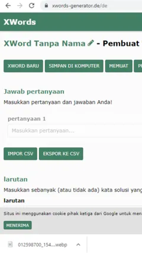 Cara Membuat Teka Teki Silang Online di Xwords-Generator